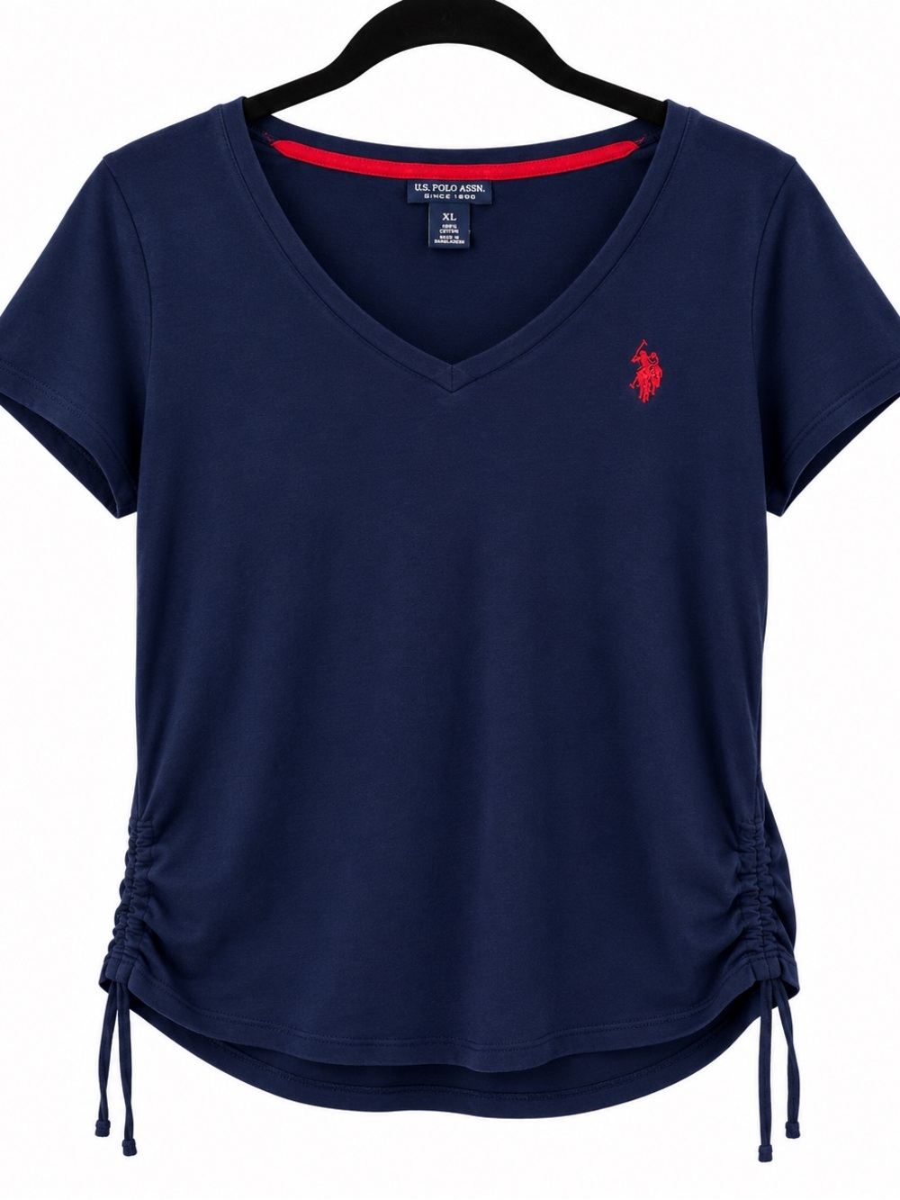U.S. Polo Assn. Navy Short Sleeve V-Neck Tee with Red Logo - XL